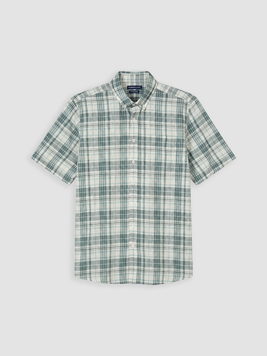 Yeşil Regular Fit Ekose Poplin Erkek Gömlek