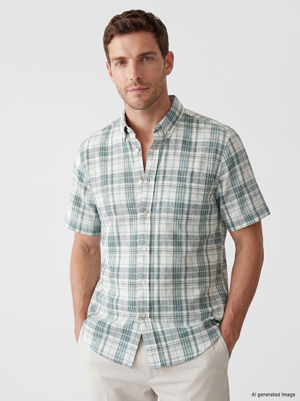 Regular Fit karirana poplin muška košulja
