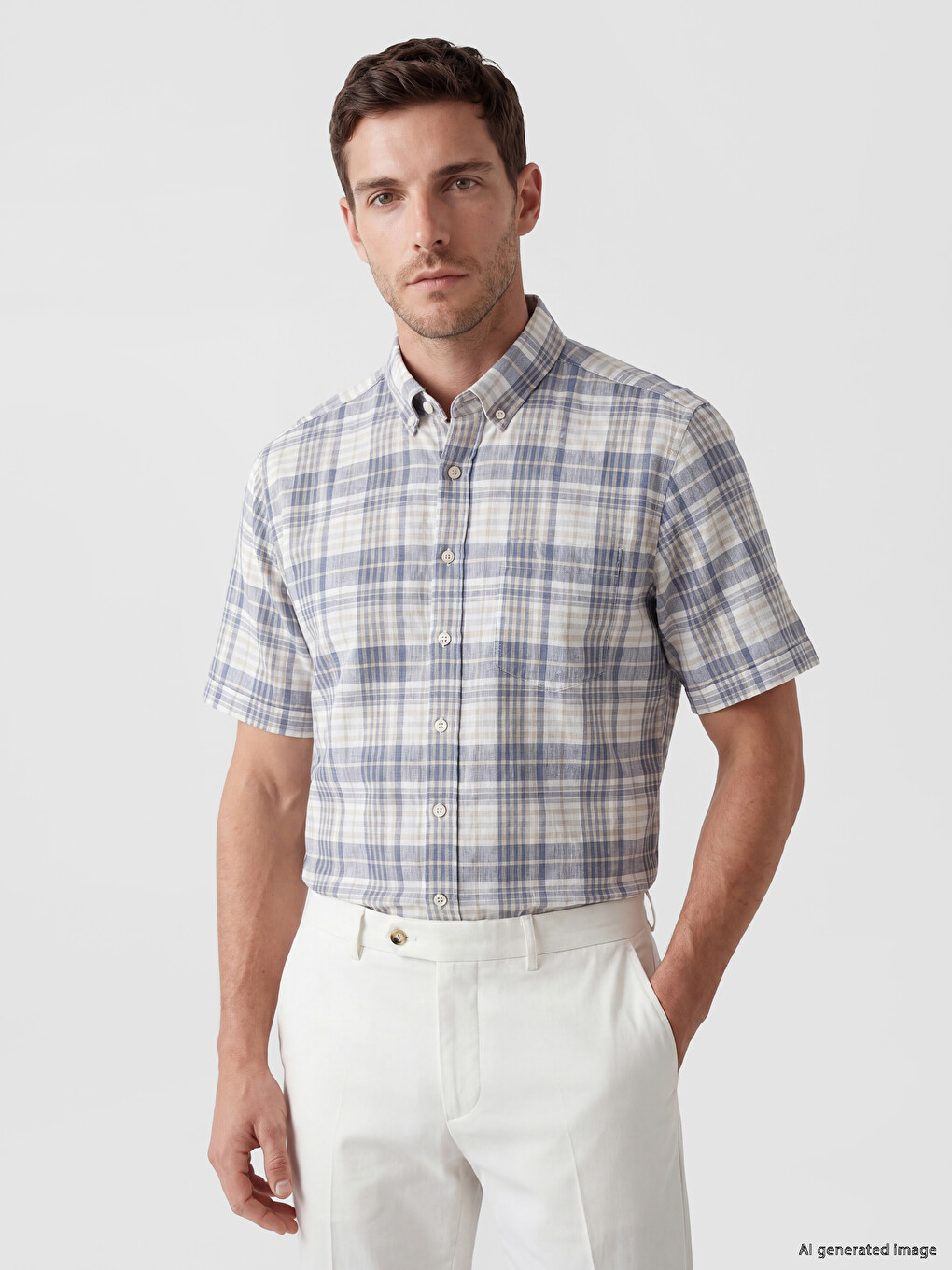 Regular Fit karirana poplin muška košulja