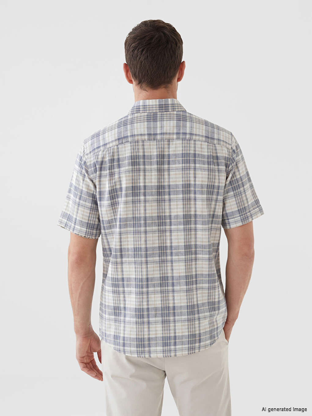 Regular Fit karirana poplin muška košulja-2