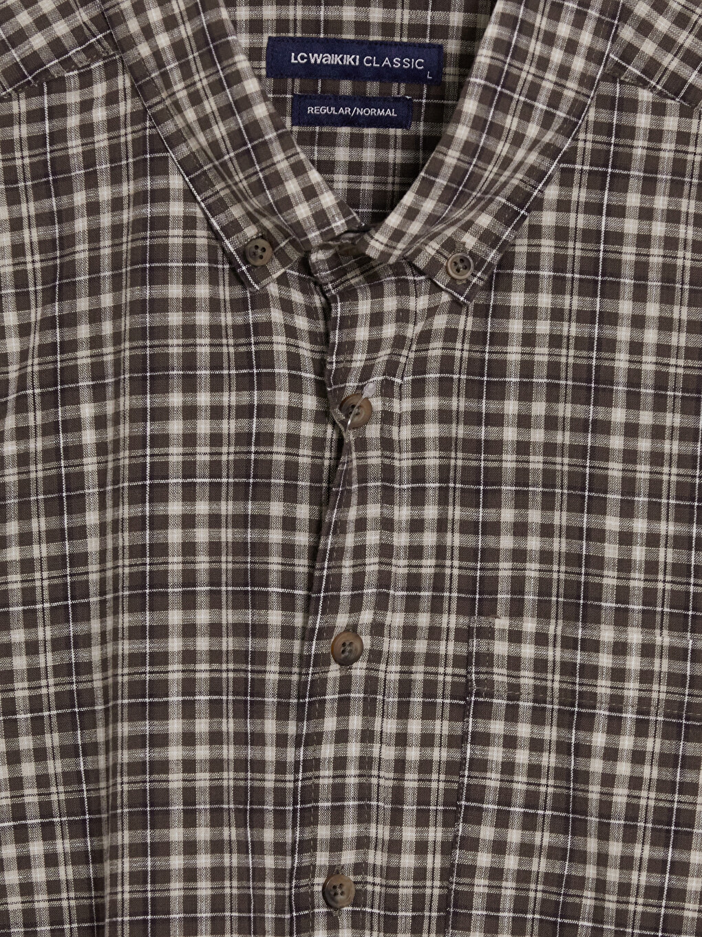 Kahverengi Regular Fit Ekose Poplin Erkek Gömlek-1