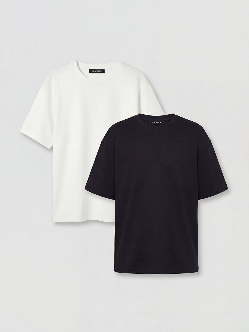 Ekru Oversize Erkek Tişört 2'li-1