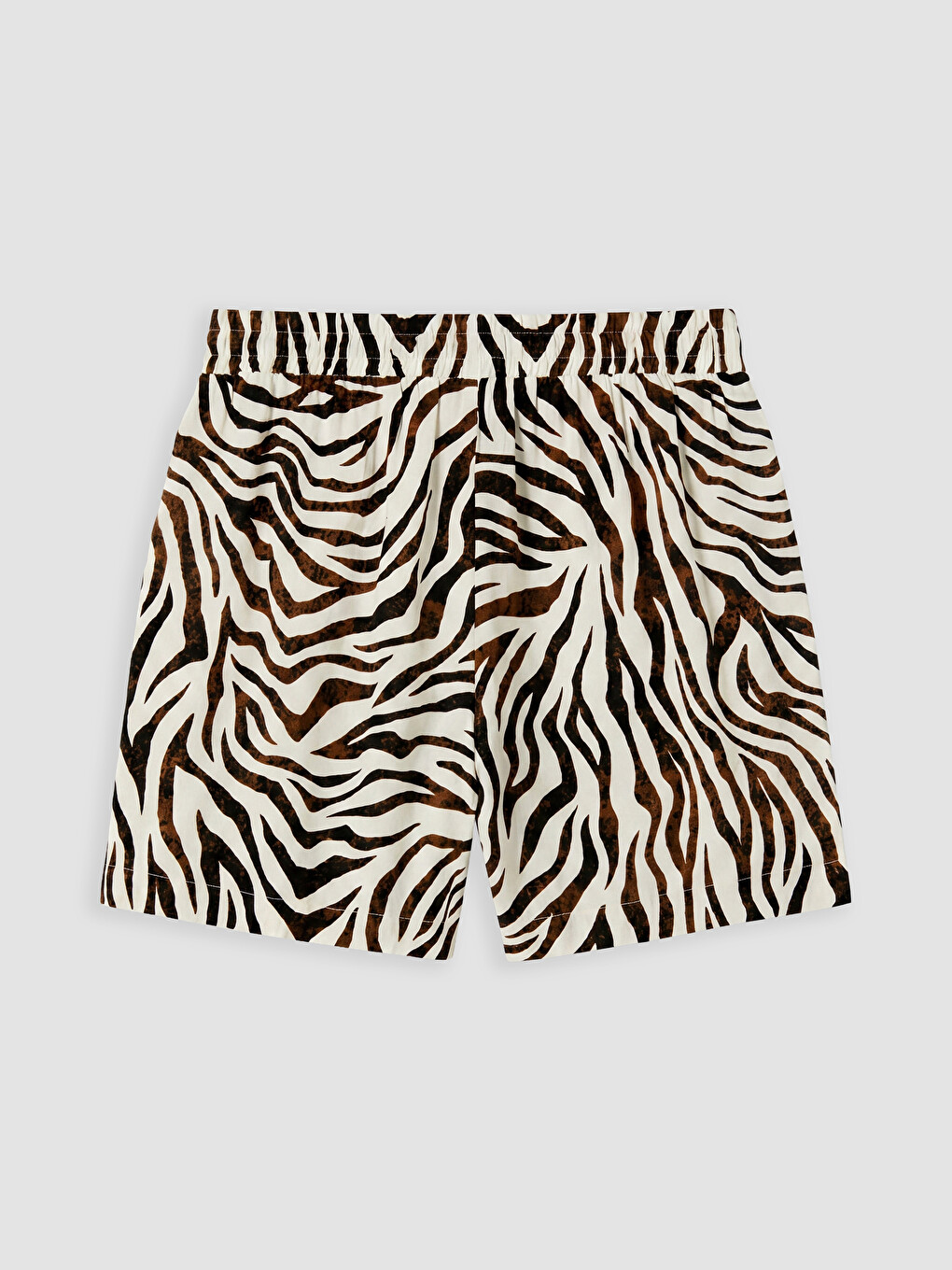 Elastic Waist Zebra Patterned Women's Shorts-1