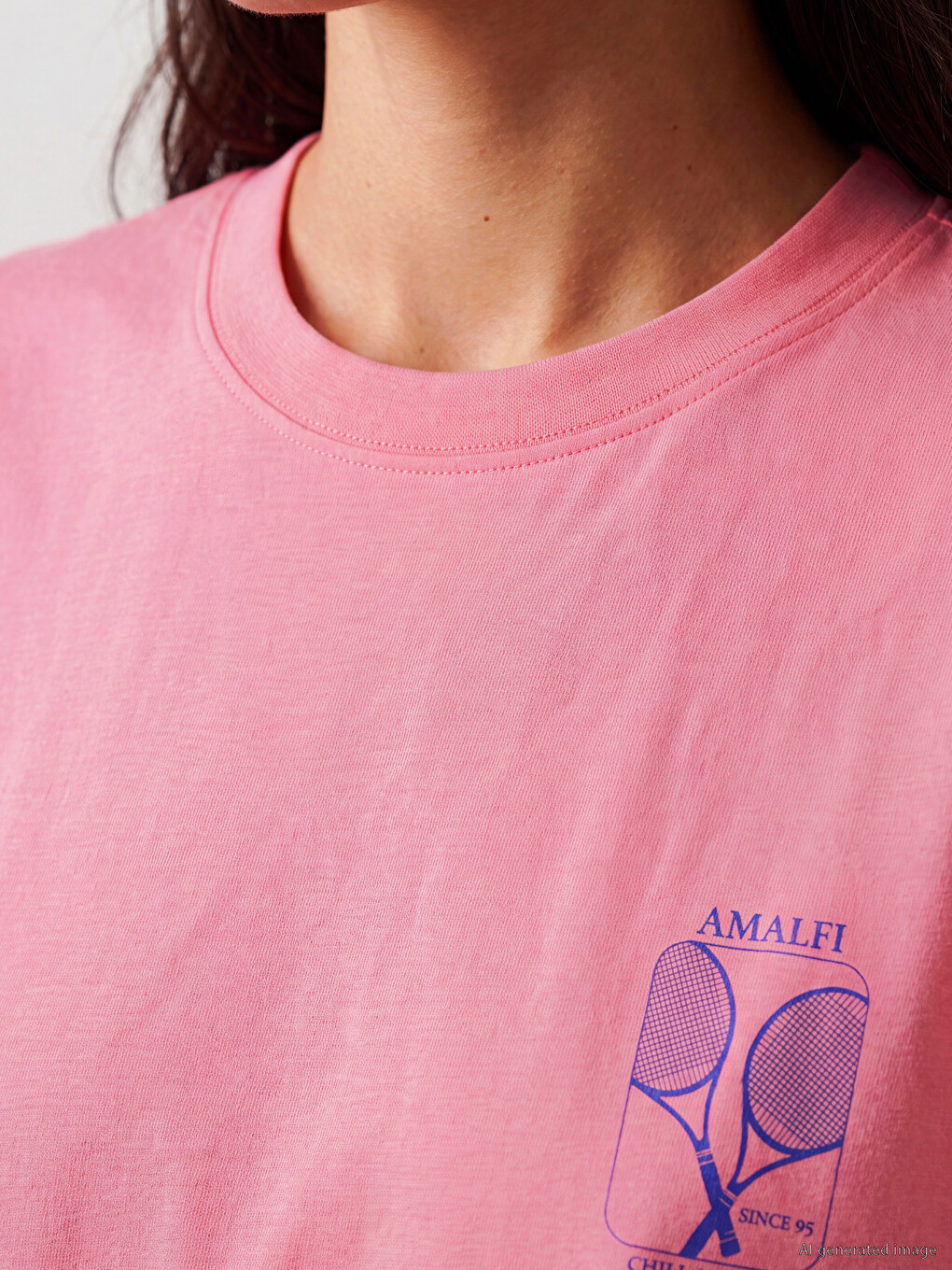 Pembe %100 Pamuklu Oversize Kadın Tişört-2