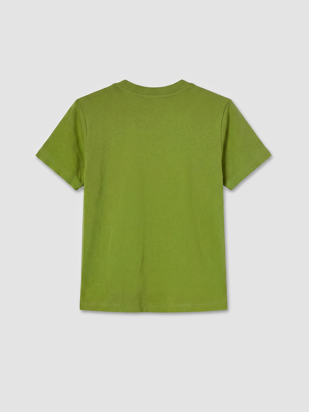 Yeşil Bisiklet Yaka Slogan Baskılı Kadın Tişört-1