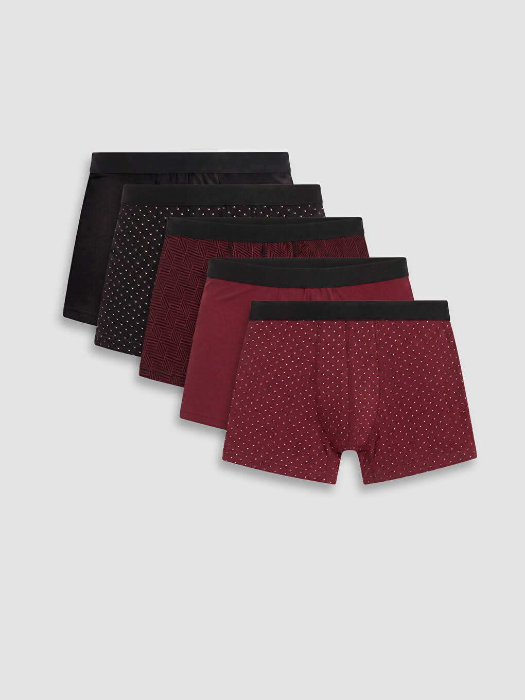Bordo Pamuklu Esnek Erkek Boxer 5'li