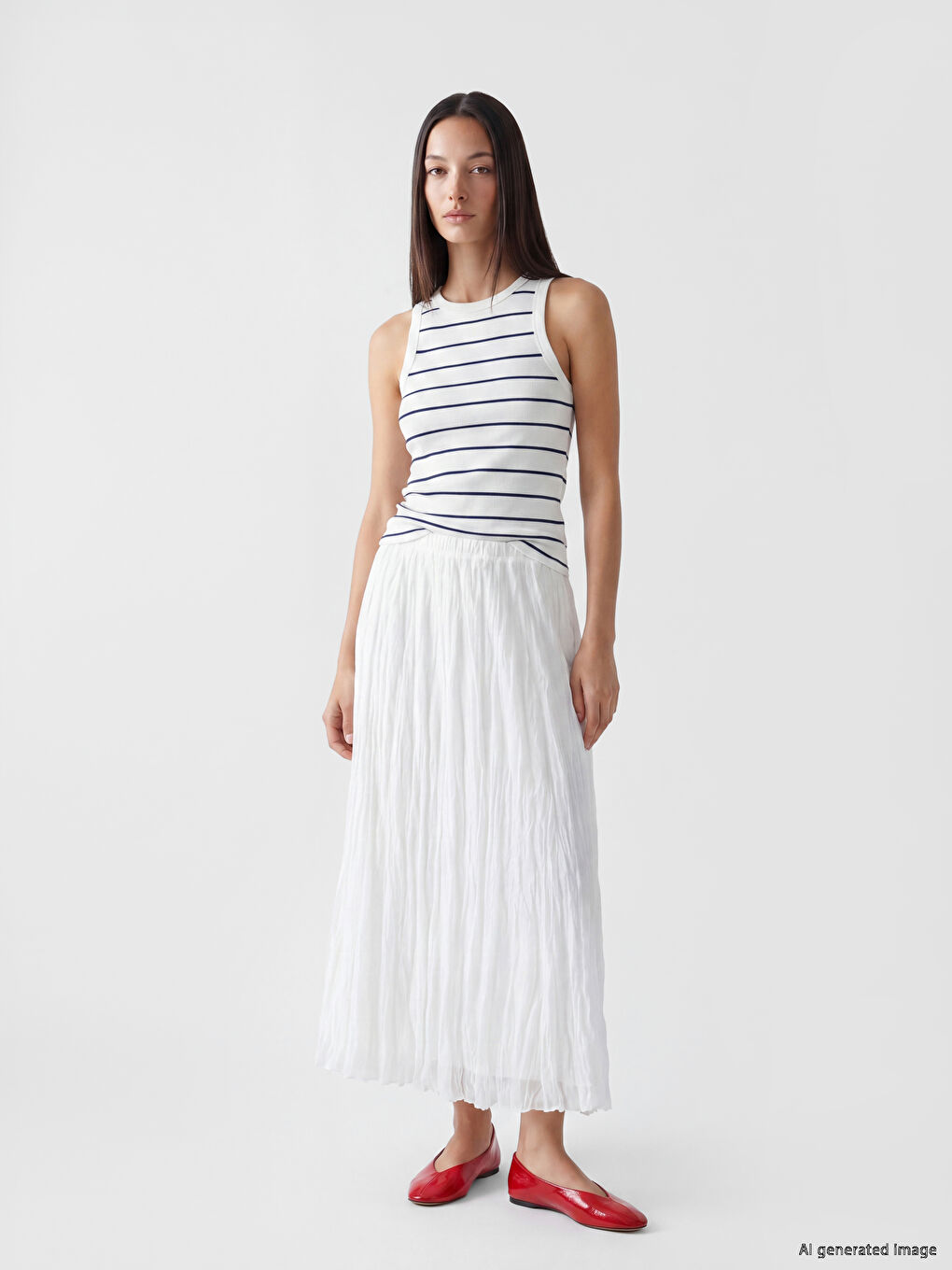 Crew Neck Striped Women's Tank Top-1