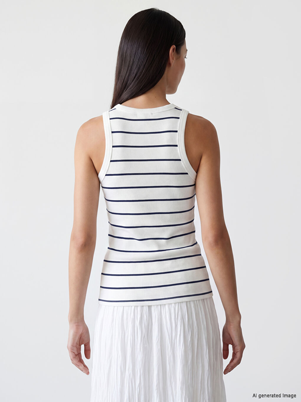 Crew Neck Striped Women's Tank Top-3