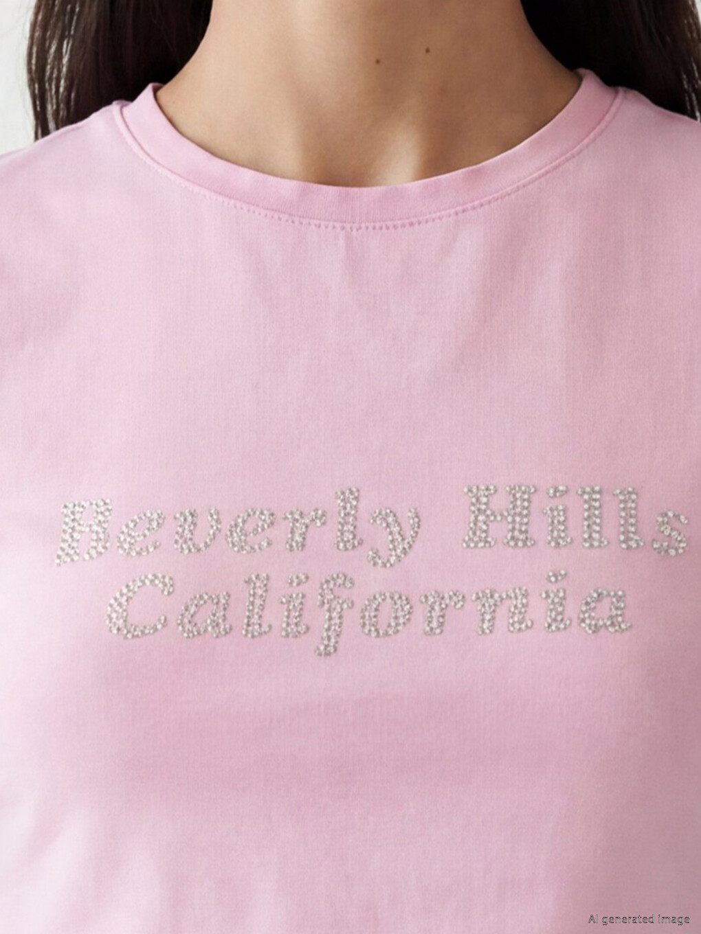 T-shirt Për Gra “beverly Hills” E Zbukuruar Me Gurë Vezullues-2