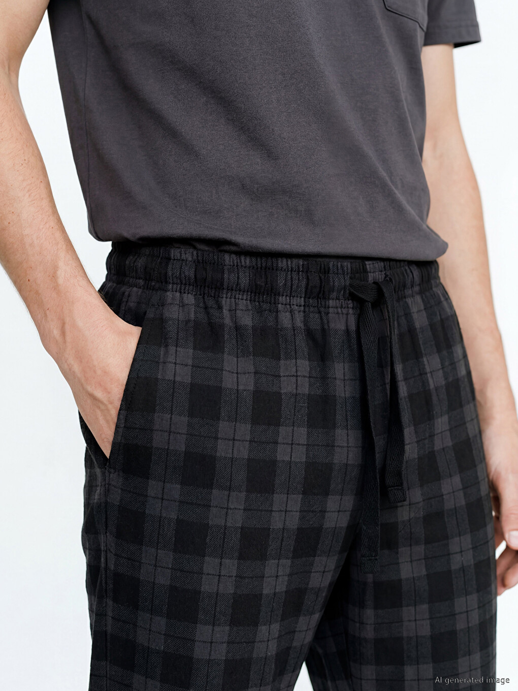 Standard Fit Plaid Patterned Men's Pyjamas Bottoms-2