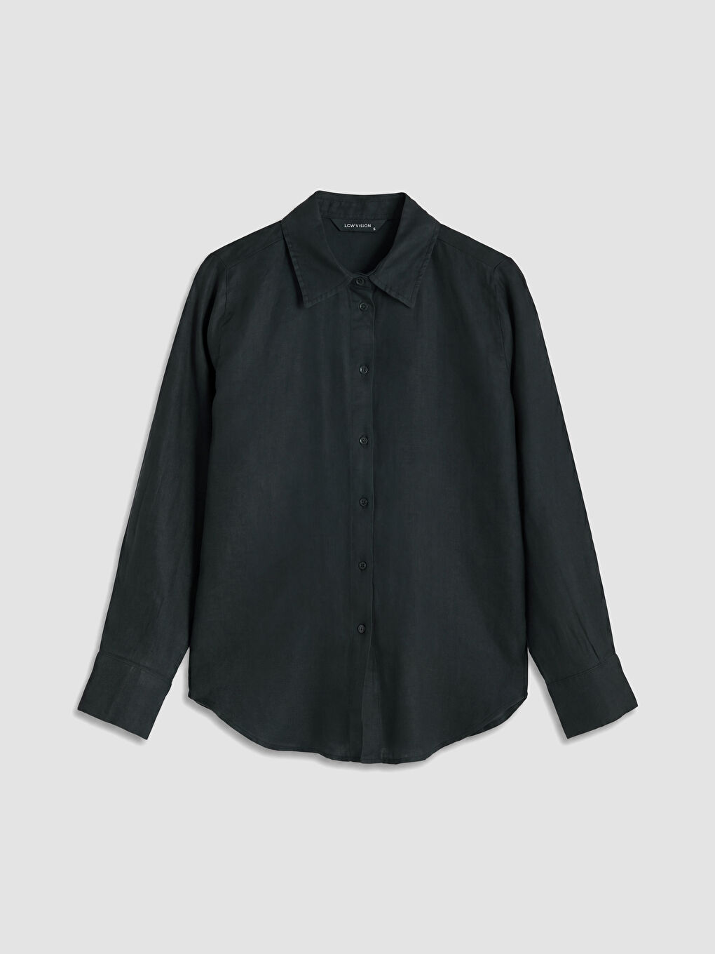 Siyah Oversize Kadın Keten Gömlek