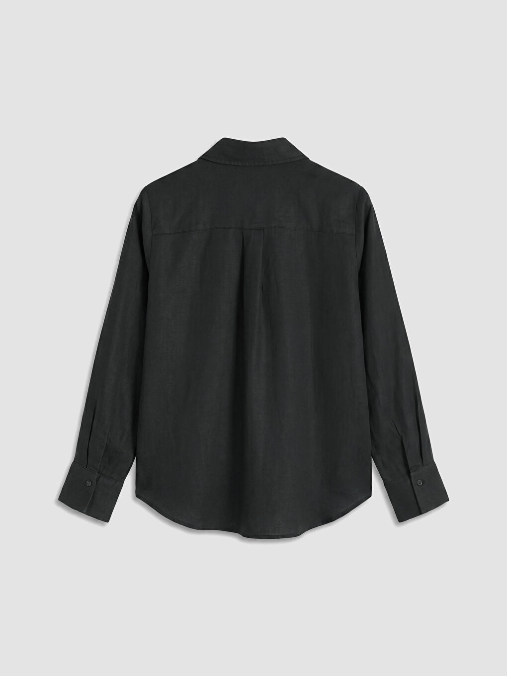 Siyah Oversize Kadın Keten Gömlek-2