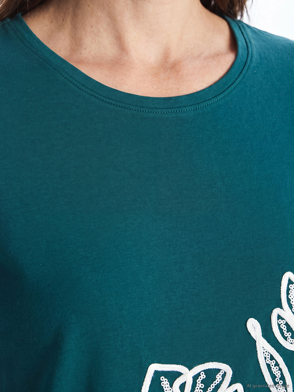 Embroidered 100% Cotton Women's T-shirt-2