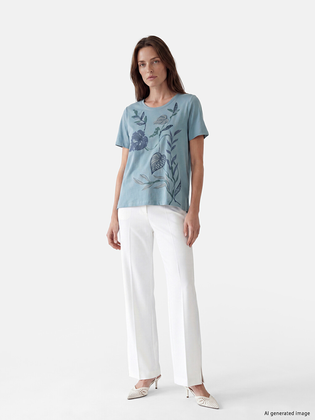 Printed %100 Cotton Women's T-shirt-1