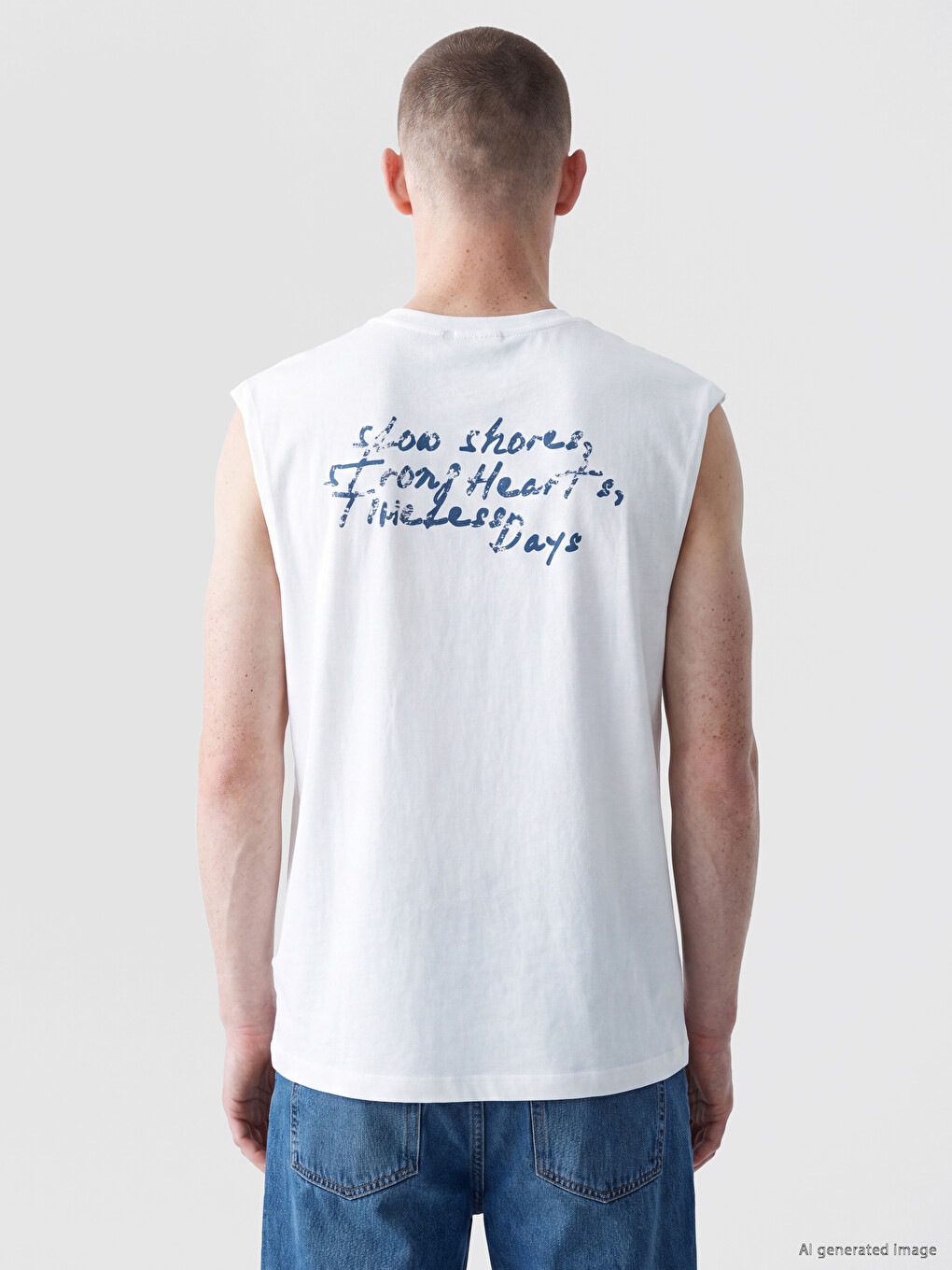 T-shirt Sans Manches Imprimé À Col Rond Pour Homme-3