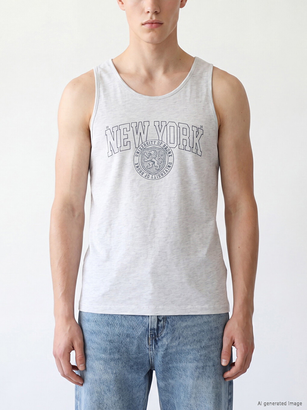 Crew Neck New York Printed Men's Sleeveless T-Shirt-2