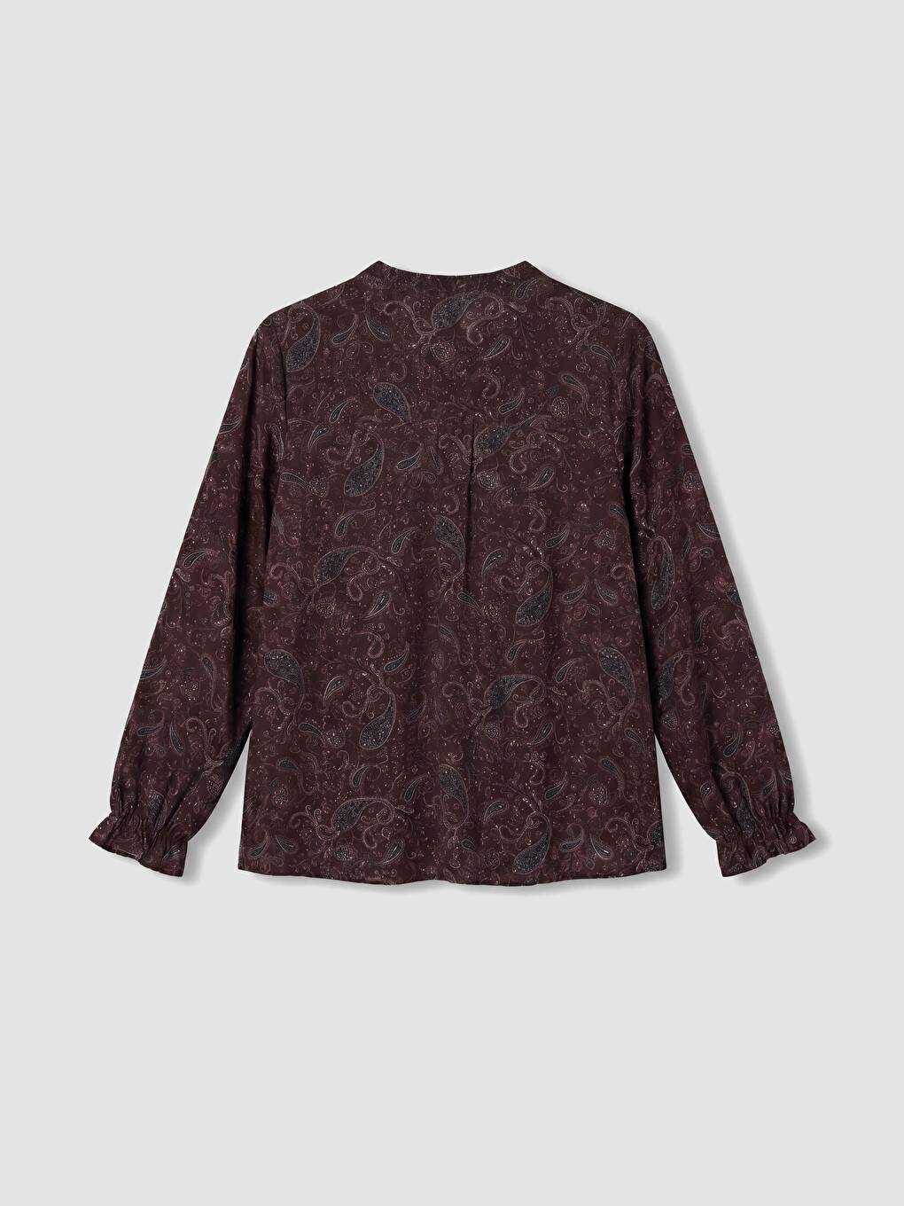Bordo Kaçık Yaka Desenli Bluz-2