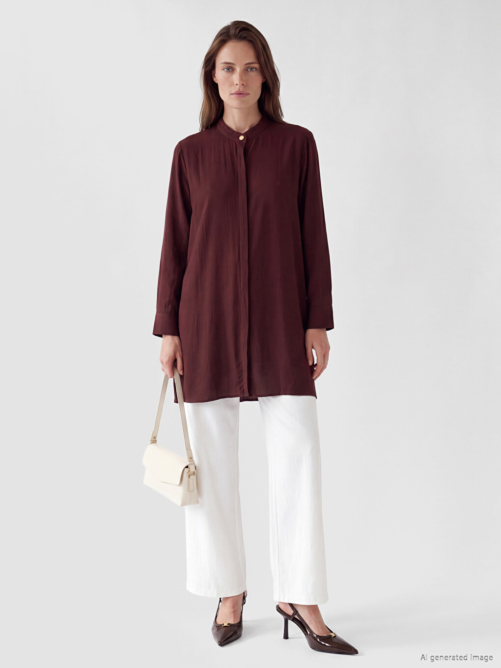 Grandad Collar Women's Shirt Tunic-1