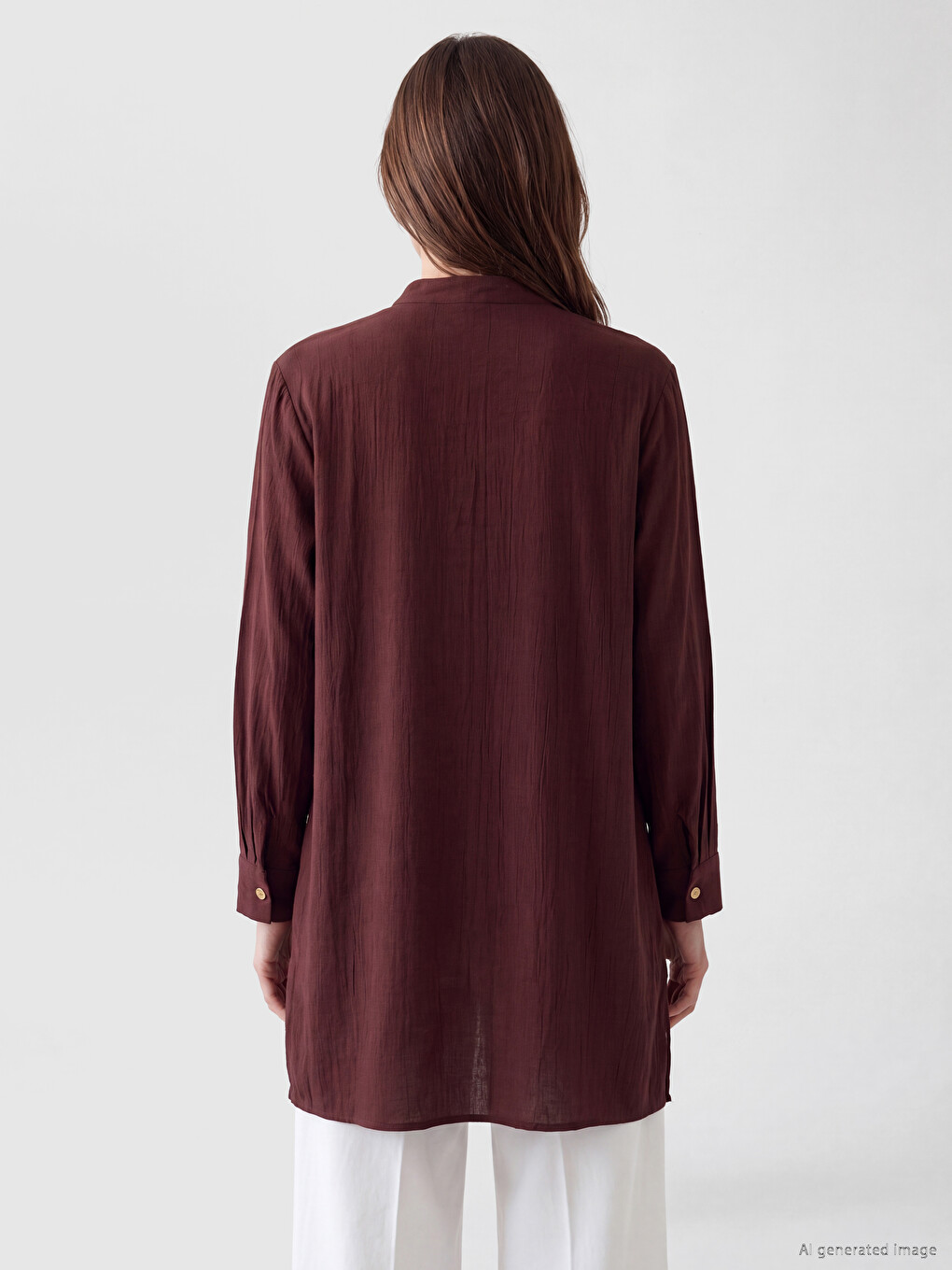 Grandad Collar Women's Shirt Tunic-3