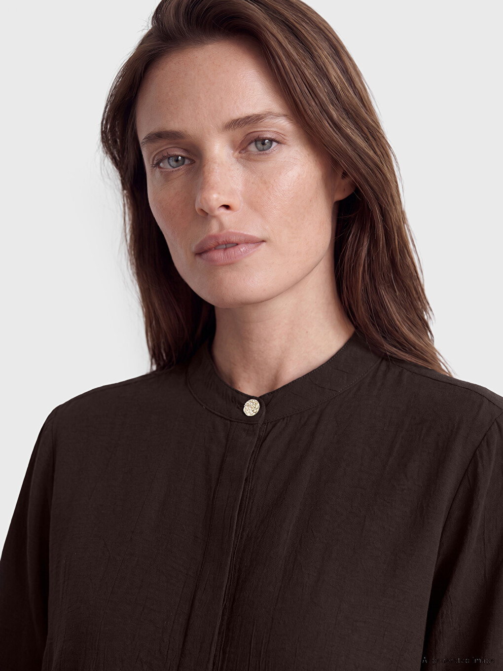 Grandad Collar Women's Shirt Tunic-2