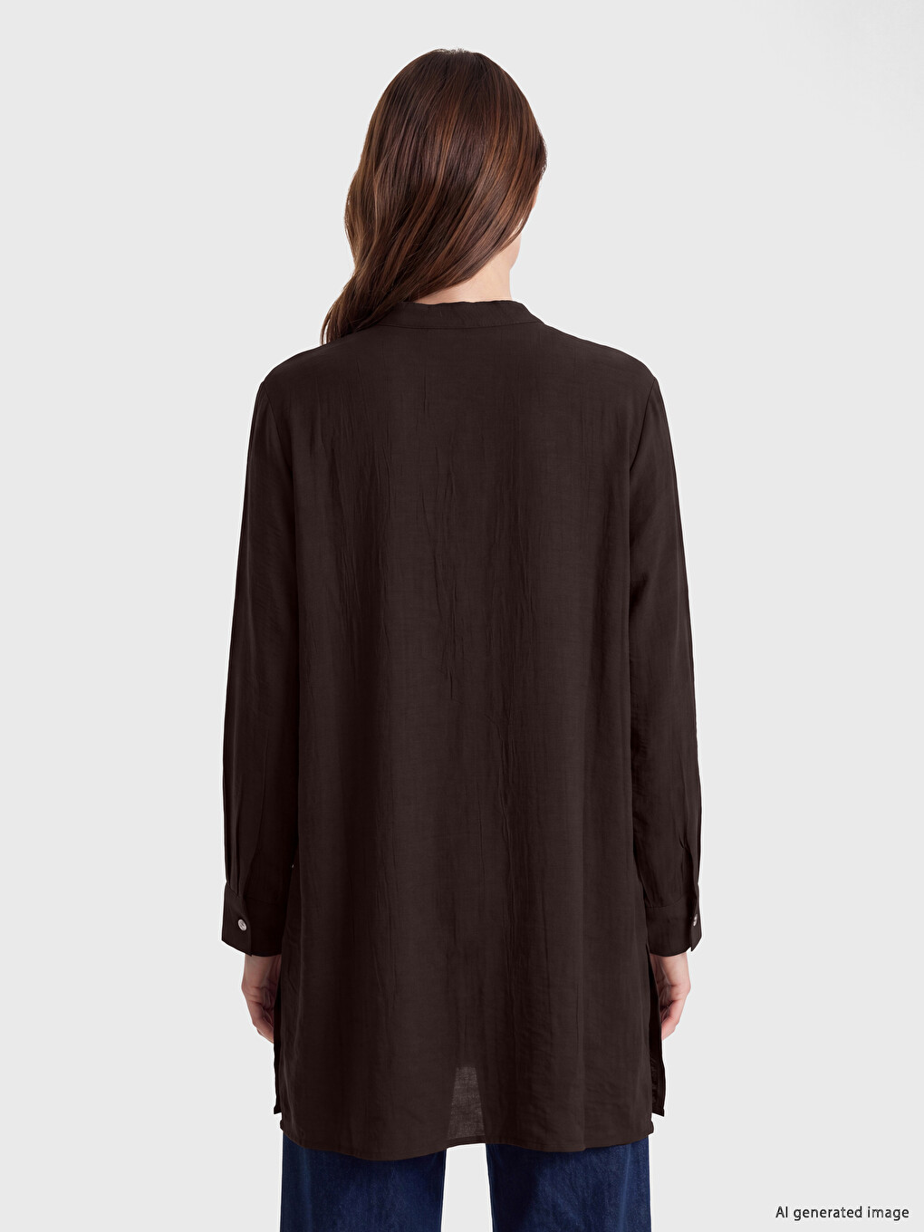 Grandad Collar Women's Shirt Tunic-3