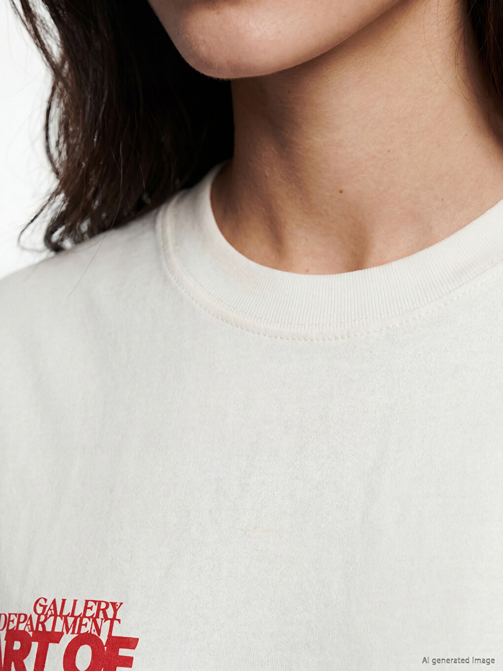 Ekru Nyc Baskılı Oversize %100 Pamuklu Kadın Tişört-2