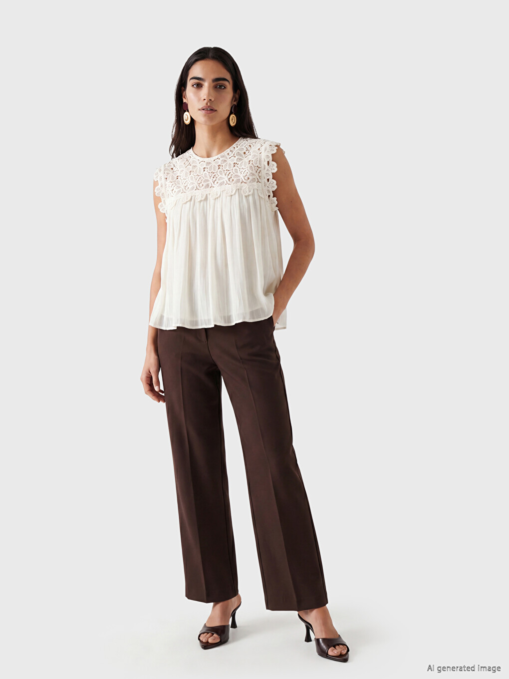 Crew Neck Lace Blouse-1