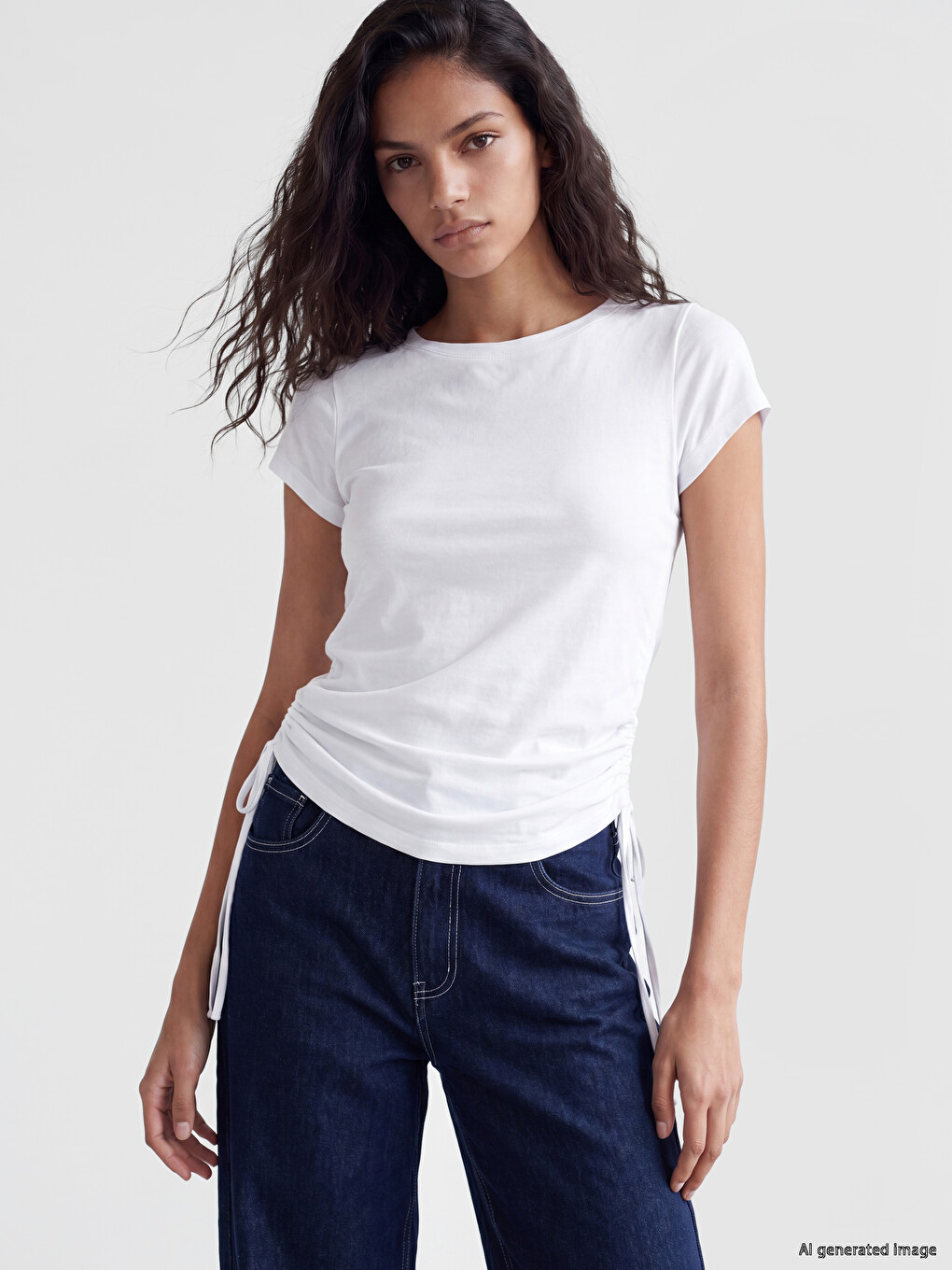Ruched Modal Blended Women's T-Shirt