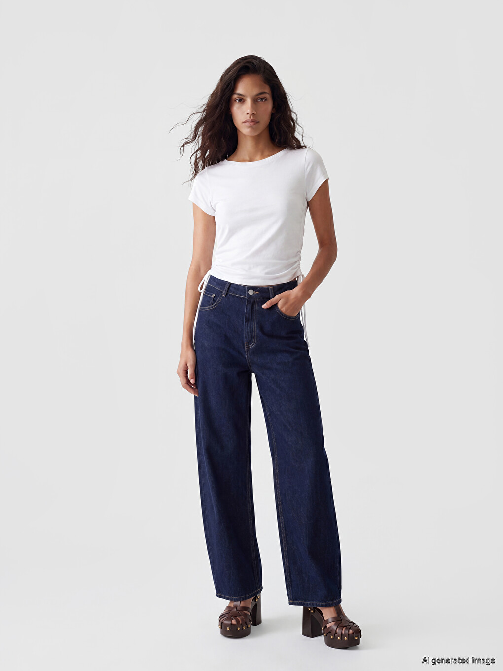 Ruched Modal Blended Women's T-Shirt-1