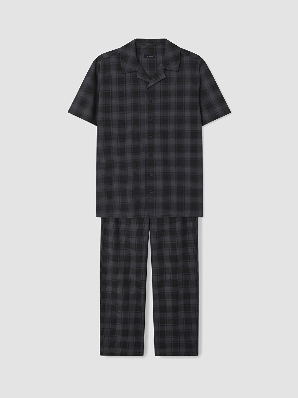 Antrasit Regular Fit Ekose Erkek Pijama Takımı