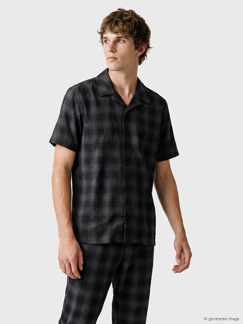 Regular Fit Plaid Men's Pyjama Set-1