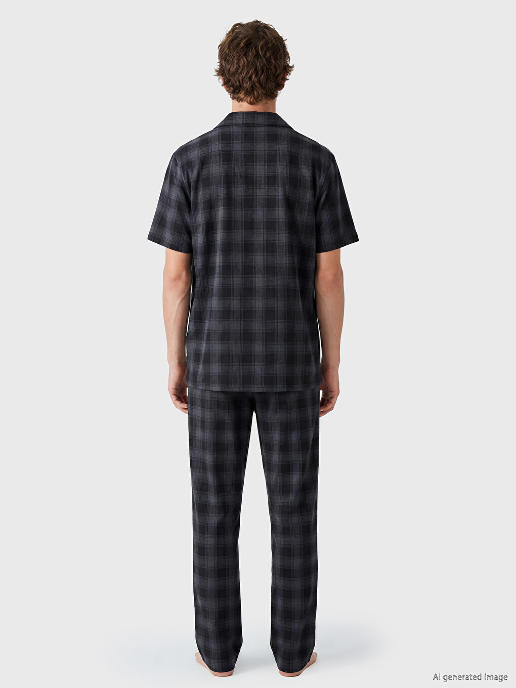 Regular Fit Plaid Men's Pyjama Set-3