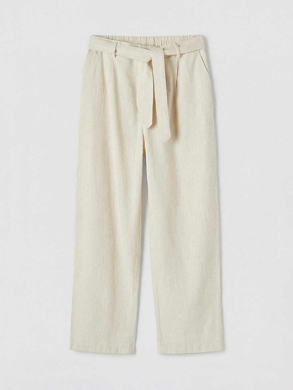 Ekru Regular Fit Keten Görünümlü Erkek Pantolon-3