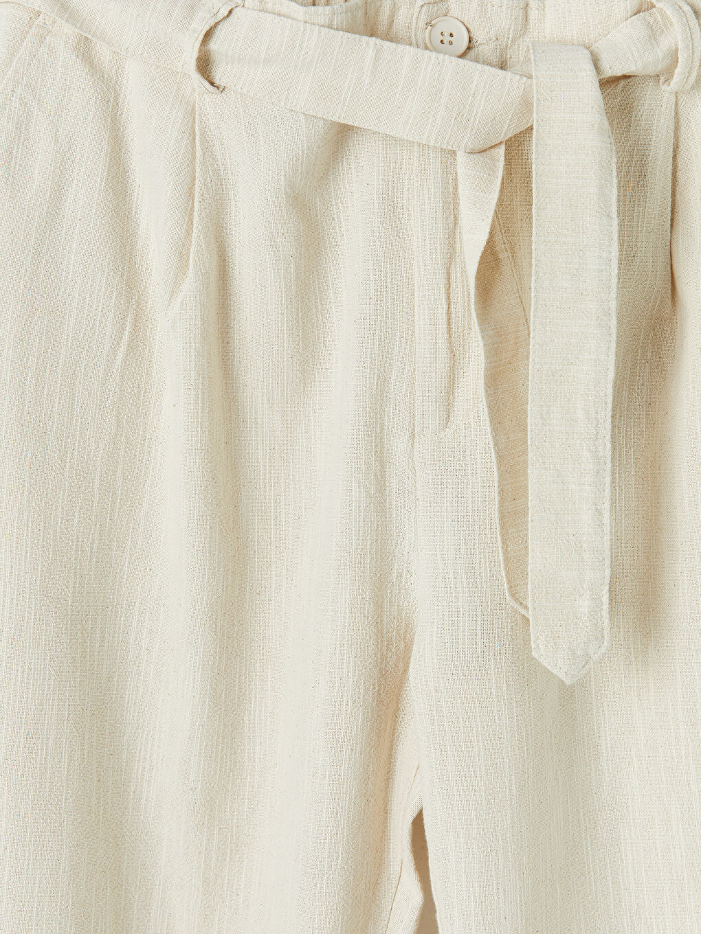 Ekru Regular Fit Keten Görünümlü Erkek Pantolon-5