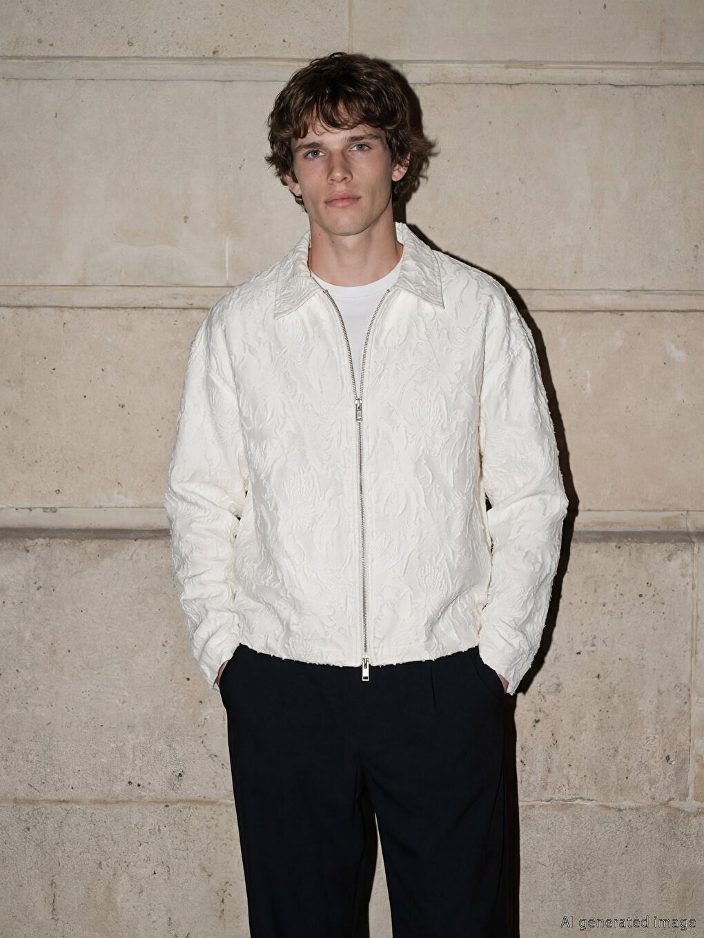 Ekru Regular Fit Keten Görünümlü Erkek Ceket