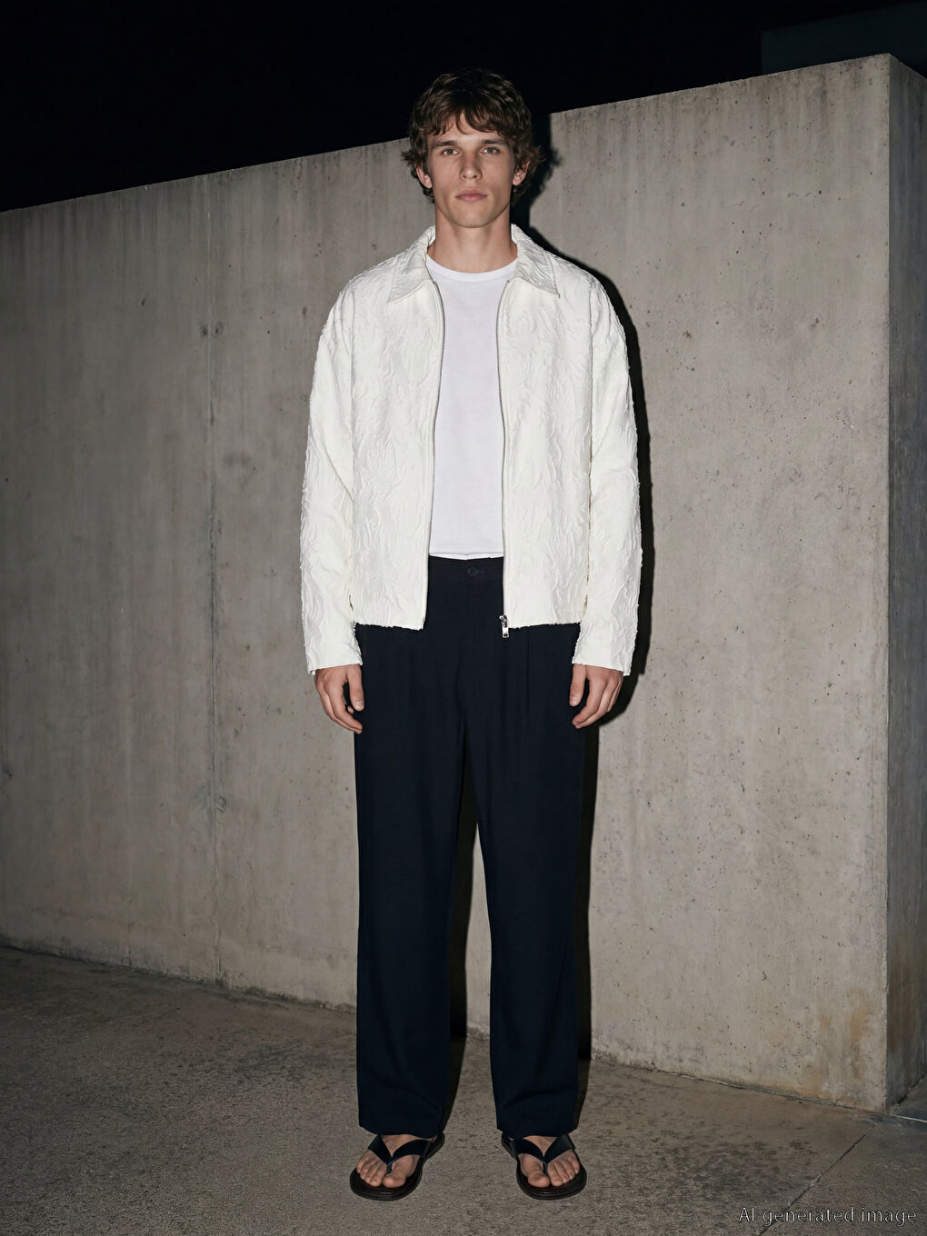 Ekru Regular Fit Keten Görünümlü Erkek Ceket-1