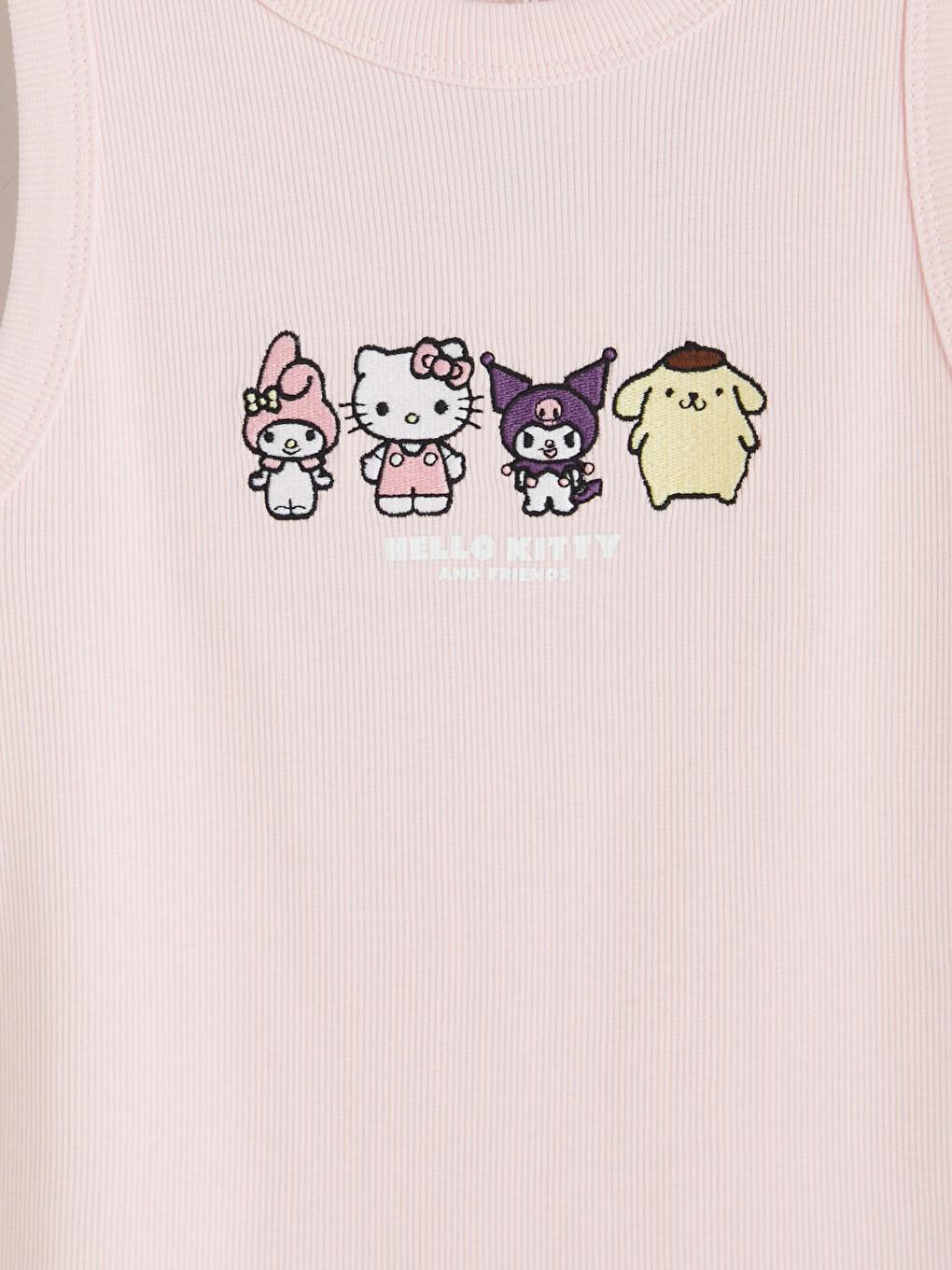 Pembe Bisiklet Yaka Hello Kitty Baskılı Kadın Atlet-2
