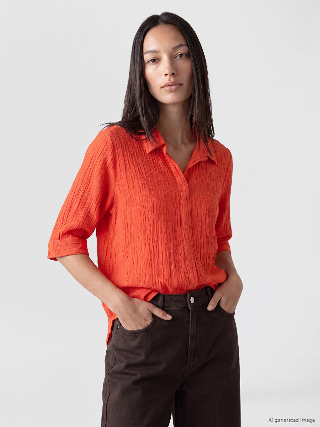 Blouse Surdimensionnée Texturée À Col Chemise