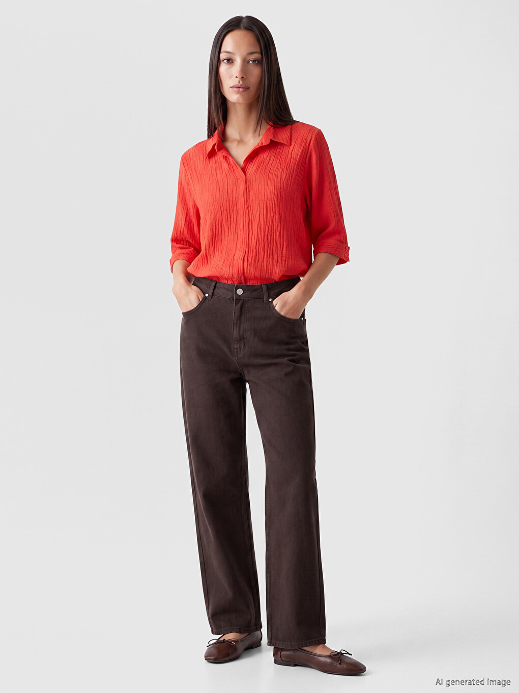 Blouse Surdimensionnée Texturée À Col Chemise-1