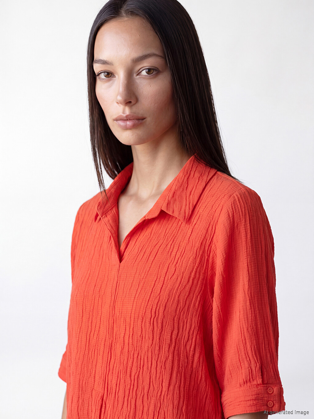 Blouse Surdimensionnée Texturée À Col Chemise-2