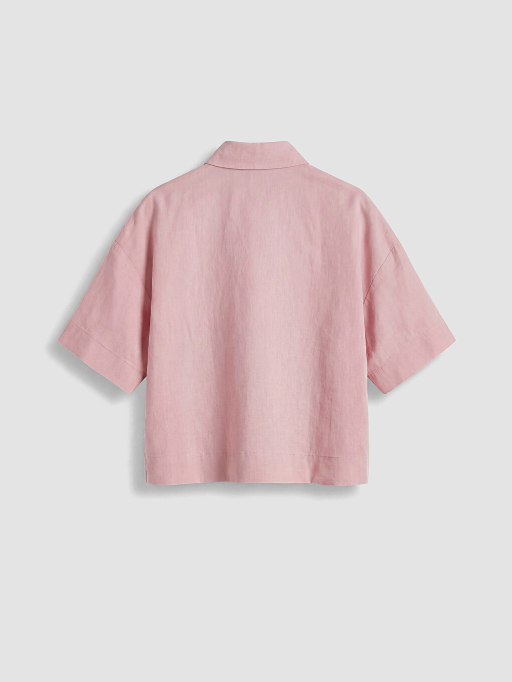 Pembe Keten Karışımlı Kadın Gömlek-2