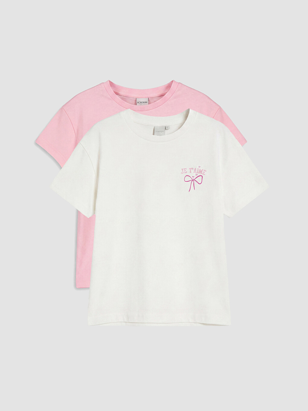 T-shirt imprimé à col rond pour filles, lot de 2