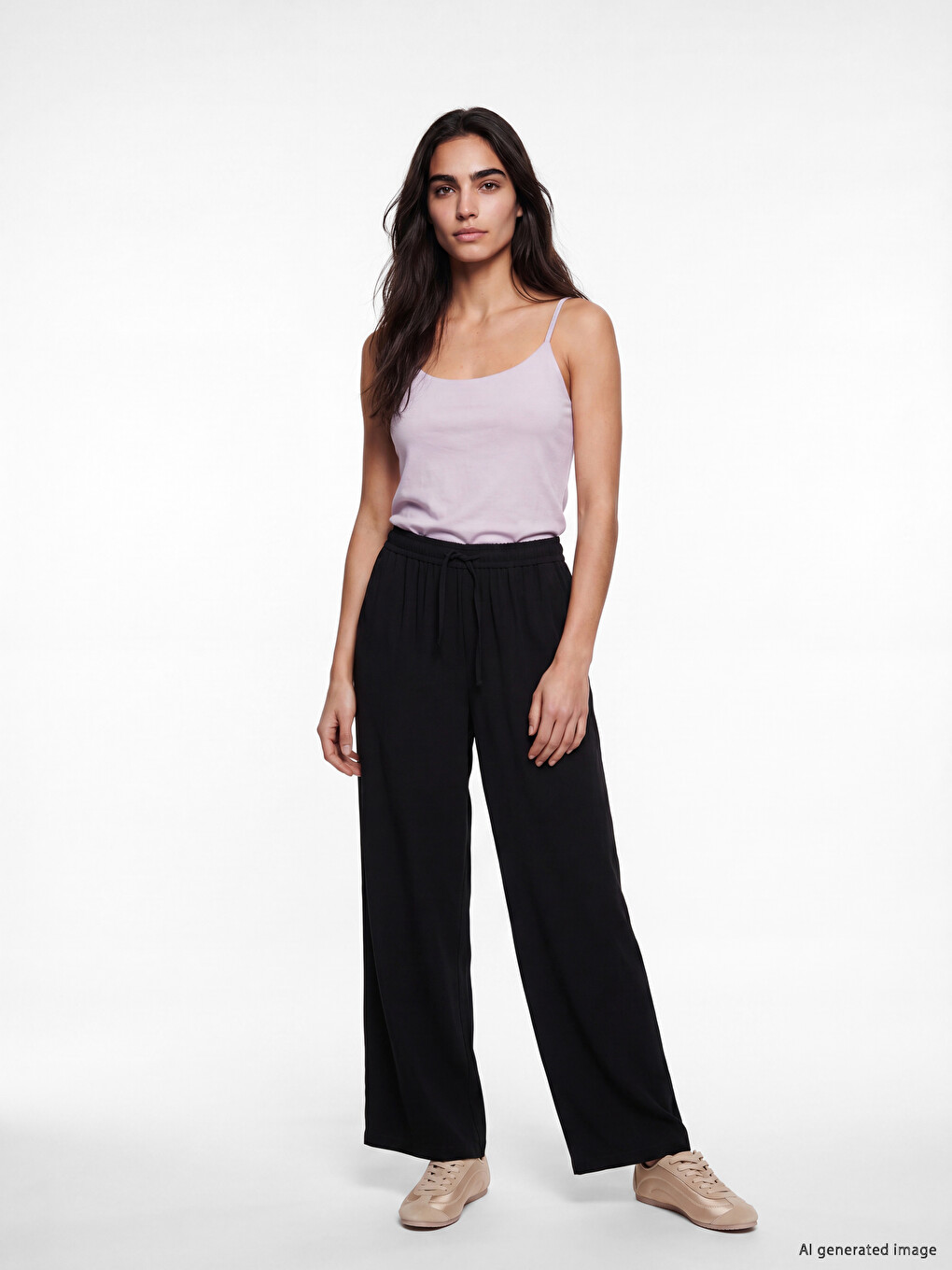 Elastic Waist Textured Women's Trousers