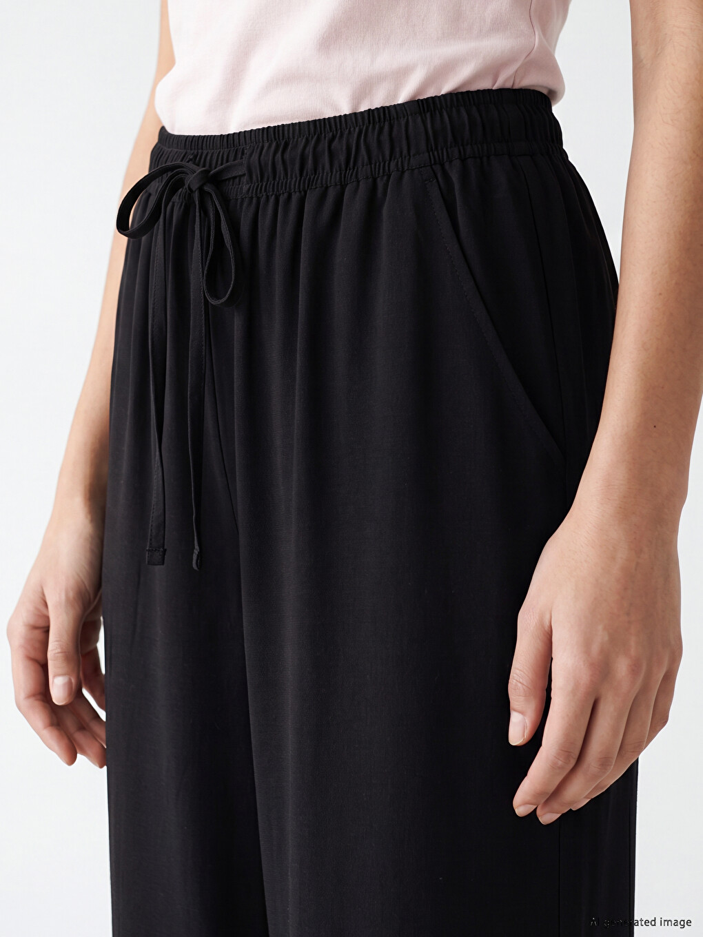 Elastic Waist Textured Women's Trousers-2