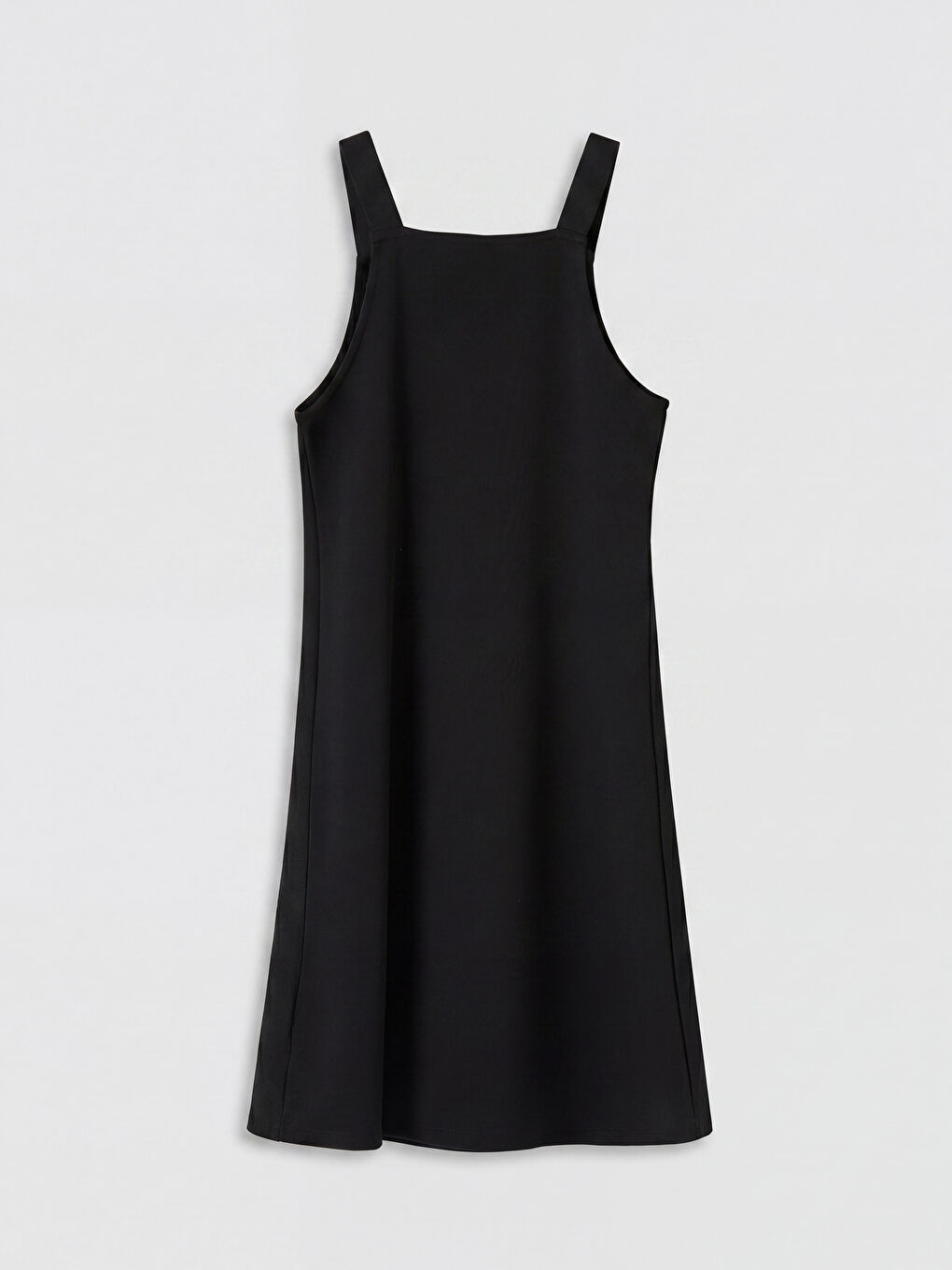 Siyah Kare Yaka Düğme Detaylı Kız Çocuk Jile Elbise-1