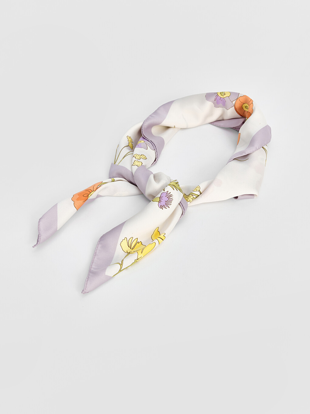 Lila Çiçek Desenli Kadın Bandana-1