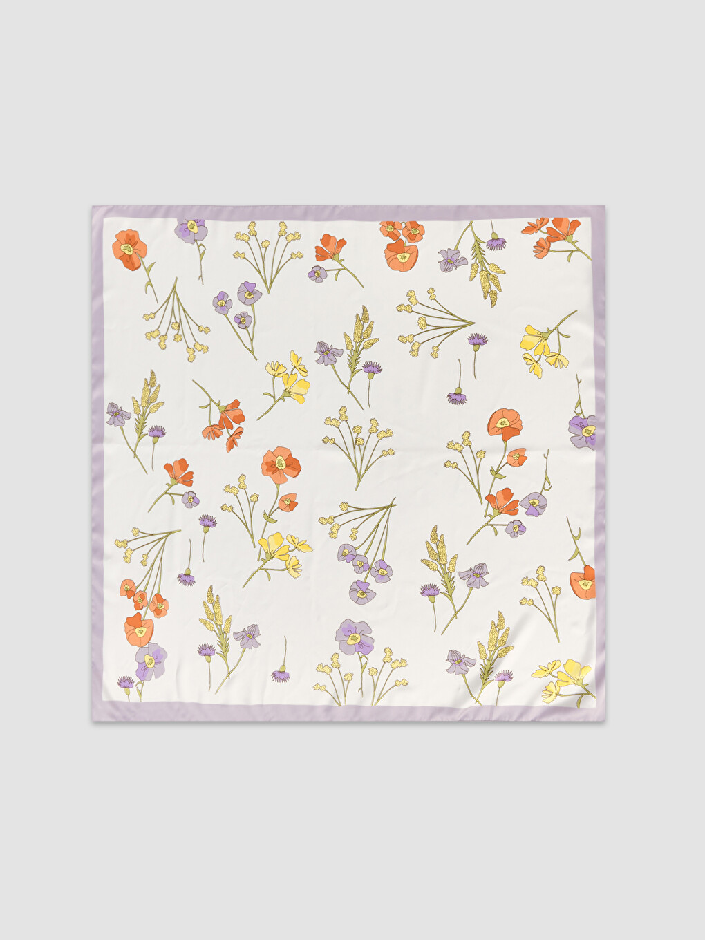 Lila Çiçek Desenli Kadın Bandana-2