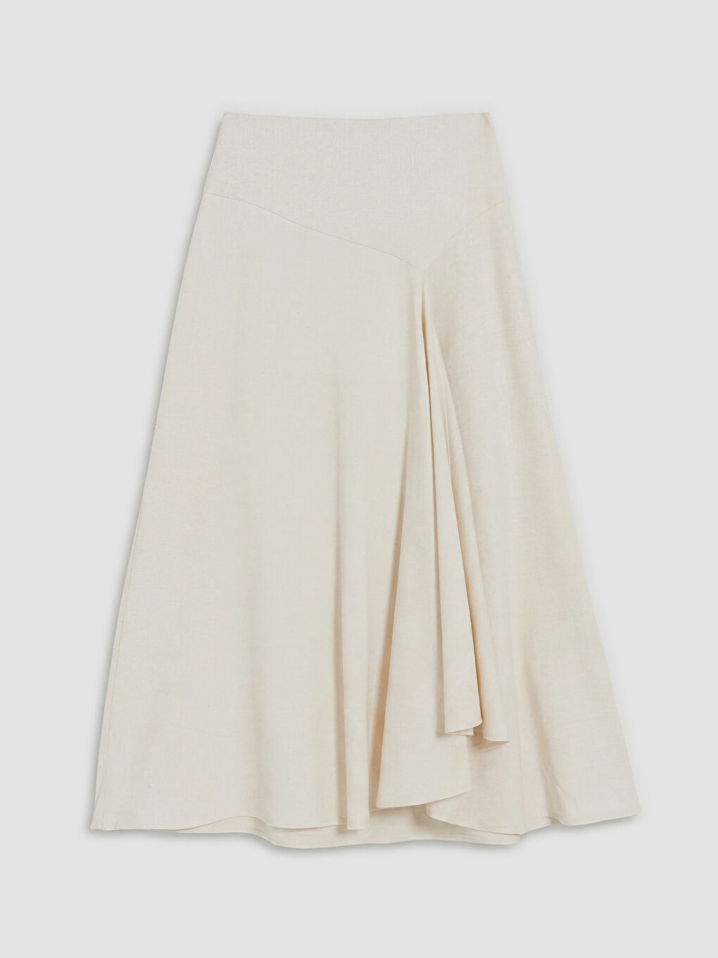 Beyaz Keten Karışımlı Asimetrik Etek