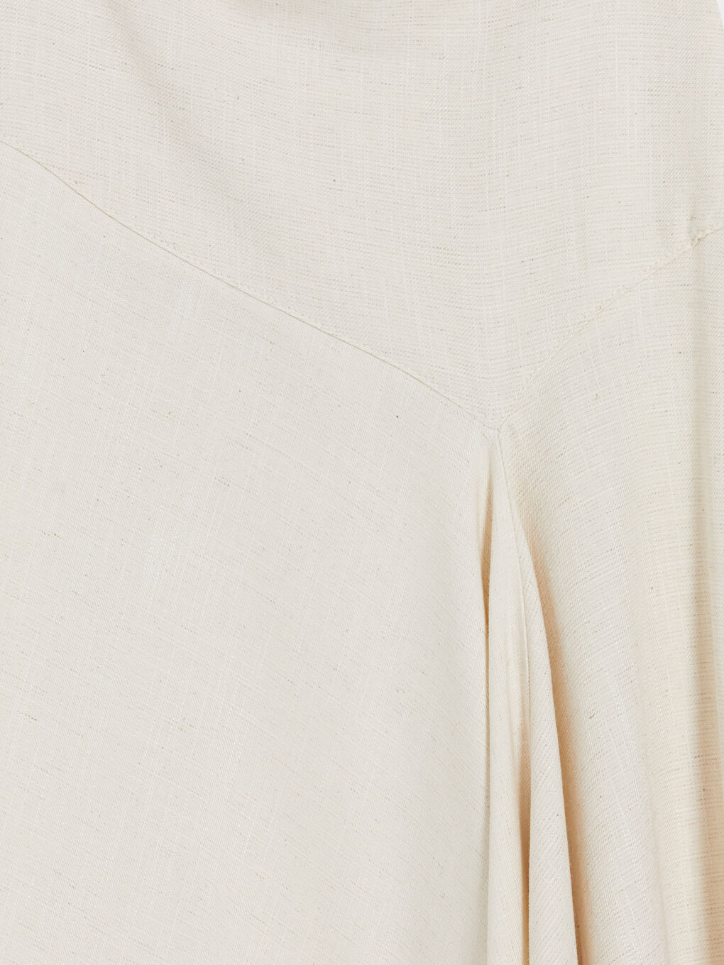 Beyaz Keten Karışımlı Asimetrik Etek-2