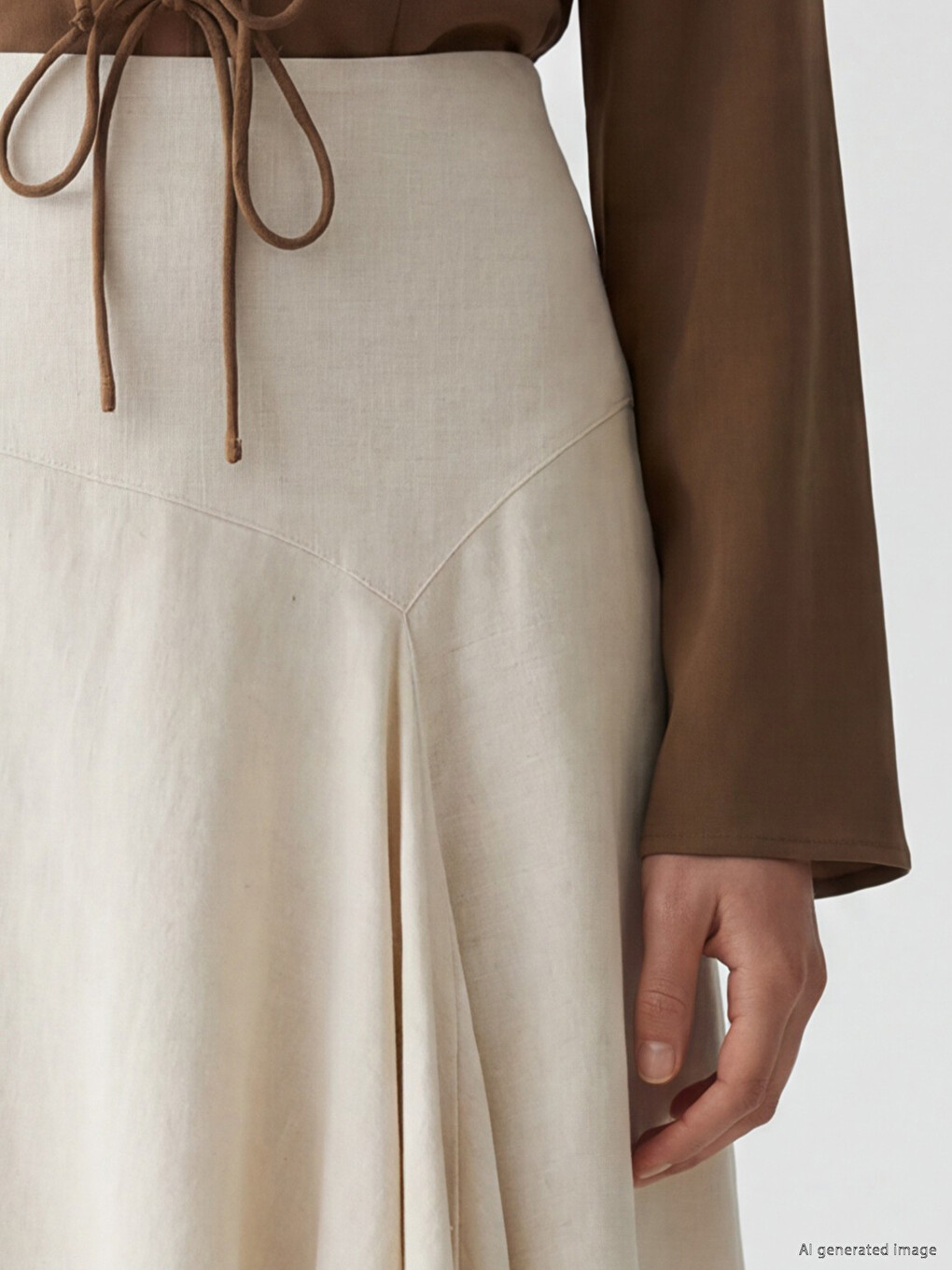 Linen Blend Asymmetric Skirt-2